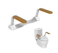 Heuffe Toilet Safety Rails,Folding Toilet Safety Frame，Toilet Handle Bars with Arms，Heavy Duty Hand Rail Support for Elderly Seniors Handicap and Disabled Adults（Wood）