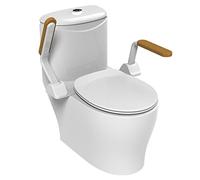 Heuffe Toilet Safety Rails,Folding Toilet Safety Frame，Toilet Handle Bars with Arms，Heavy Duty Hand Rail Support for Elderly Seniors Handicap and Disabled Adults（Wood）