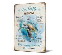 Heuhuww Retro Sea Turtle Wisdom Metal Sign for Home Office Room-Inspirational Beach Decor-Sea Turtle Quote Gifts for Ocean Lovers 12" x 8"(H16)