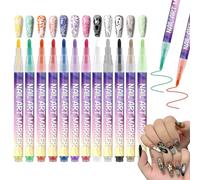 HEUIOP 12 Colors Nail Polish Pens Set,Quick Drying Acrylic Paint Nail Art Markers Waterproof & Long Lasting Varnish Pens for Home Salon Party DIY Painting & Liner