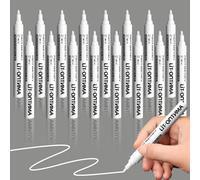 HEUIOP 16 White Paint Pens, Oil Based Permanent Markers, Permanent Marker Pen Waterproof,White Paint Marker Pen for Touch Up, Black Paper, Rock Painting, Wood, Glass, Metal, Canvas, Tire, Plastic