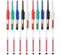 HEUIOP 18 Pcs Long Nib Marker Pen Deep Hole Marker,Waterproof Quick Drying Colorful Long Nib Nose Marker 45mm/20mm Reach for Construction Bathroom Woodworking Metal (Black/Blue/Red/Green/White)