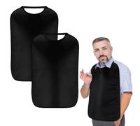 HEUIOP 2 Pcs Adult Bibs for Elderly Washable, Clothing Protectors with Crumb Catcher Pocket,Reusable Adult Bibs for Men Women Senior with Eating & Drinking (Black)