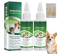 HEUIOP 2 Pcs Dog Eye Drops with Cotton Swabs, Gentle Pet Eyes Care Solution for Relieving Eyes Itching & Irritation, Safe for Daily Use (60ml x 2)