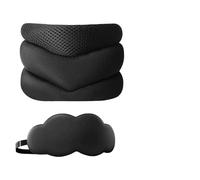 HEUIOP 2 Pcs Neck Brace for Neck Pain and Support with Cloud Eye Mask,Adjustable Soft Breathable Cervical Collar with Velcro for Snoring,Ergonomic Brace Sleeping Travel Comfort (Black)