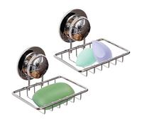 HEUIOP 2PCS Strong Rustproof Stainless Steel Wall Mounted Soap Rack Waterproof Drill-Free Removable Metal Shower Organizer with Drainage for Shower Bathroom Kitchen Sink Sponge
