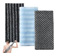 HEUIOP 3 Pcs Japanese Exfoliating Towel Extra Long Deep Exfoliating Shower Towel Back Exfoliator for Body Cleansing Dead Skin Removal Massage (Black, Blue)