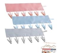 HEUIOP 3 pcs sock hangers for drying with 6 Pegs, Portable sock dryer for Drying Radiator Fits Washing Lines Airers & Heated Airers for Socks/Lingerie, Ideal for Travel & Home (3 Colors)