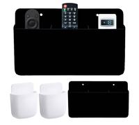 HEUIOP 3 PCS TV Remote Holder 3 Slot Self Adhesive Adjustable Remote Control Holder Wall Mounted Wall Pen Pencil Phone Charging Storage Box for Home Office School (2 Size：Large and Small)