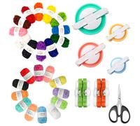 HEUIOP 31PCS Pom Pom Maker Kit,4 Sizes Pompom Makers Tool&24 Colours Knitting Yarn&with Sewing Scissors,DIY Pom Poms Craft for Adults Beginners Craftsmen Making Pompoms