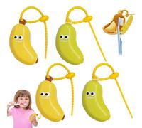 HEUIOP 4 Pcs Banana Toothbrush Head Cover Cap Tooth Brush Travel Case Protector Suitable with Toothpaste Dispenser for Home Travel Outdoor Camping Hiking Business Trip