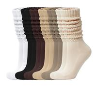 HEUIOP 6 Pairs Slouch Socks for Women, Extra Long Knee Womens Slouch Socks, Knit Slouchy-Sock Soft Aesthetic for All-Season, Size 35-41(6 Colors)
