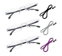 HEUIOP 6 Pcs Anti Blue Light Smart Varifocal Reading Glasses with Spectacles Cord, Rimless Auto Focus Glasses at Near and Intermediate Distances Comfortable and Durable for Men Women.