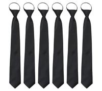 HEUIOP 6 Pcs Black Clip on Ties for Men,Pre-Tied Adjustable Black Ties for Men Women Funeral Wedding Graduation School Uniforms Formal Business Comfortable Silk Fabric Neckwear Unisex