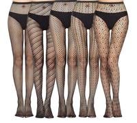 HEUIOP 6 Pcs Fishnet Tights Womens Halloween Girls Black Lace PatternTights With Various Patterns Suitable for Music Festivals Masquerade Balls Stage Performances and Theme Parties
