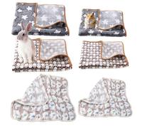 HEUIOP 6 Pcs Pet Blanket,Reusable Flannel Pet Blanket,Washable Double Printed Guinea Pig Fleece,Pet Pee Pad Sleep Mat Pad Cover for Hamster Chinchilla Ferret Hedgehog Puppy Cat (S/M,Gray/Brown)