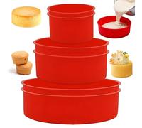 HEUIOP 6 PCS Silicone Cake Mould Silicone Cakes Tins Non Stick Cake Tins for Baking Evenly Dissipate Heat Quickly Release for Making Pancakes Puddings Bread (8/6/4 inch)