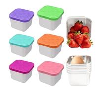 HEUIOP 6 Pcs Snack Pots, 180ml/60ml Stainless Steel Snack Boxes with Lids, Airtight Reusable Small Food Containers Box for Kids and Adults Bento School Work Travel
