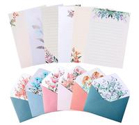 HEUIOP 6 Sets Letter Writing Set, 24 Pcs Writing Paper with 12 Pcs Envelopes, 6 Different Pattern Floral Themed Design Lined Paper and Envelope for Invitations, Gifts, Decorations, Parties