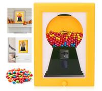 HEUIOP Candy Dispenser Picture Frame,Handy Candy Frame Dispenser,Wall Mount Gumball Machine,Creative Stand Sweet Machine Frame for Table Counter Home Kitchen Office Hallway Christmas Gifts (Yellow)