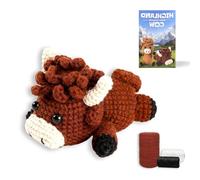 HEUIOP Crochet Kits for Beginners Adults Highland Cow Crochet Kit with Instructions Video Tutorial,Soft Yarn DIY Knitting Supplies for Adults and Kids Holiday Birthday Gift (Highland Cow)