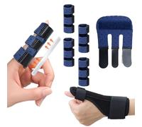 HEUIOP Finger Splint, 5 PCS Trigger Finger Splint for Arthritis, Adjustable Fingers Brace with Black Thumb Splints for Thumb Middle Ring Index Pinky (Blue)
