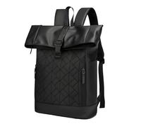 HEUIOP Waterproof Backpack Roll Top Backpack with Multiple Compartments Leather Backpacks Mens for 15.6 Inch Laptops for Work School Business Travel Commuting