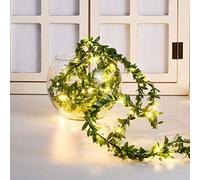 Heuluced Artificial Green Leaf LED String Lights, 10M 100LEDs String Lights Battery Operated Vine Fairy String Lights Hanging Garland Copper Light Strings for Home Indoor Decor