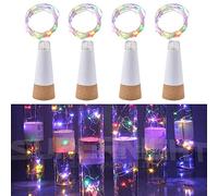 Heuluced LED Wine Bottle Lights with Cork, 4 Pack USB Rechargeable Wine Bottle Lights 2M 20 LED Cork Light Copper Wire DIY String Starry Fairy Lights for Party, Wedding, Festival Decor (Multicolor)
