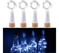 Heuluced LED Wine Bottle Lights with Cork, 4 Pack USB Rechargeable Wine Bottle Lights 2M 20 LED Cork Light Copper Wire DIY String Starry Fairy Lights for Party, Wedding, Festival Decor (White)