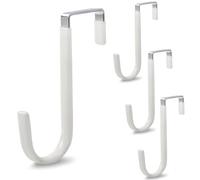 Heuskay 4 Pcs Over Hooks,Over Door Hangers,Dipping Plastic ThickeningFits Under 3.7 cm Door Widths as Over Cabinet Hooks,Coat Hook(White)