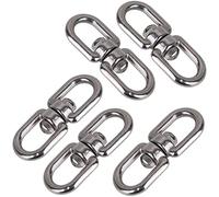 Heuskay 5Pcs M6 Eye Swivel Ring,Double Ended Swivel Eye Hook 304 Stainless Steel Bearing Swing Swivel Eye to Eye Swivel Shackle Ring Connector