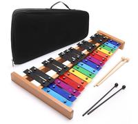 Heuyrao 27 Notes Glockenspiel Xylophone, Professional Wooden Glockenspiel Instrument, Percussion Instrument Kit for Adults and Kids- Includes 4 Mallets and Carrying Bag - Colorful