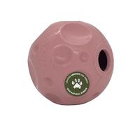 Hevea Moon Ball 2-in-1 Dog Activation & Fetch Toy - Natural Rubber Dog Treat Ball - Active Rolling Ball Dog Toy for Sore Gum Relief (Old Rose)
