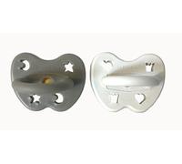 HEVEA Natural Rubber Dummy Pacifier Orthodontic 3-36 Months - Hygienic One Piece Design for Newborns to Toddlers, BPA-Free, Soft & Durable - 2-Pack (Stone Cloud)