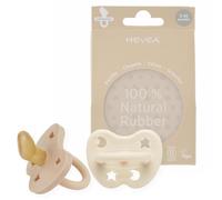 HEVEA Natural Rubber Dummy Pacifier Orthodontic 3-36 Months - Hygienic One Piece Design for Newborns to Toddlers, BPA-Free, Soft & Durable - 2-Pack (Milky White & Sand)