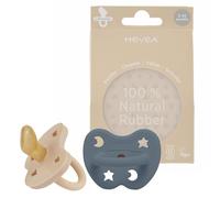 HEVEA Natural Rubber Dummy Pacifier Orthodontic 3-36 Months - Hygienic One Piece Design for Newborns to Toddlers, BPA-Free, Soft & Durable - 2-Pack (Sand & Ocean Blue)
