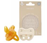 HEVEA Natural Rubber Dummy Pacifier Orthodontic 3-36 Months - Hygienic One Piece Design for Newborns to Toddlers, BPA-Free, Soft & Durable - 2-Pack (Milky White & Natural)