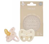 HEVEA Natural Rubber Dummy Pacifier Orthodontic Newborn 0+ Months - Hygienic One Piece Design for Newborns to Toddlers, BPA-Free, Soft & Durable - 2-Pack (Powder Pink & Milky White)