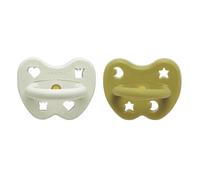 HEVEA Natural Rubber Dummy Pacifier Round 3-36 Months - Hygienic One Piece Design for Newborns to Toddlers, BPA-Free, Soft & Durable - 2-Pack (Archipelago Coziness)