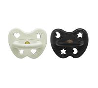 HEVEA Natural Rubber Dummy Pacifier Round 3-36 Months - Hygienic One Piece Design for Newborns to Toddlers, BPA-Free, Soft & Durable - 2-Pack (ICY Fjord)