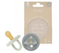 HEVEA Natural Rubber Dummy Pacifier Round 3-36 Months - Hygienic One Piece Design for Newborns to Toddlers, BPA-Free, Soft & Durable - 2-Pack (Dove Grey & Sage)