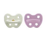 HEVEA Natural Rubber Dummy Pacifier Round 3-36 Months - Hygienic One Piece Design for Newborns to Toddlers, BPA-Free, Soft & Durable - 2-Pack (Polar Blossom)