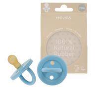 HEVEA Natural Rubber Dummy Pacifier Round Newborn 0+ Months - Hygienic One Piece Design for Newborns to Toddlers, BPA-Free, Soft & Durable - 2-Pack (Sky Blue)