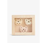 Hevea Pink, Natural, White Orthodontic Pack of Three Rubber Pacifiers 3-36 Months