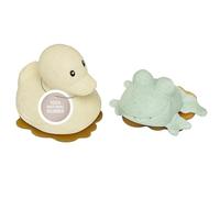 Hevea Upcycled Rubberduck & Frog (Sand & Sage). Upcycled Rubber, Plant Based, Plastic-Free, Eco-Friendly & BPA-Free