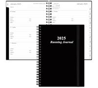 Heveboik 2025 Running Journal, Runner's Day-by-Day Log 2025, 12 Months Running Log Book, Black, 6.4" x 8.5"