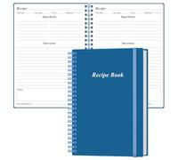 Heveboik Recipe Book to Write in Your Own Recipes - Spiral Blank Cookbook - Elegant Waterproof Cover Big Recipe Journal - Easy to Use Layout, 5.8" x 8.5", Blue