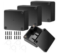 Heveer Black Waterproof Plastic Project Box IP65 Electronic Junction Box Plastic Project Junction Box for Outdoor 4pcs