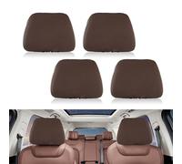 Heveer Car Headrest Covers 4Pcs Dustproof Car Head Rest Covers Washable Universal Head Rest Protector Cover with Elasticated Hems for Truck Bus Coach Auto Brown
